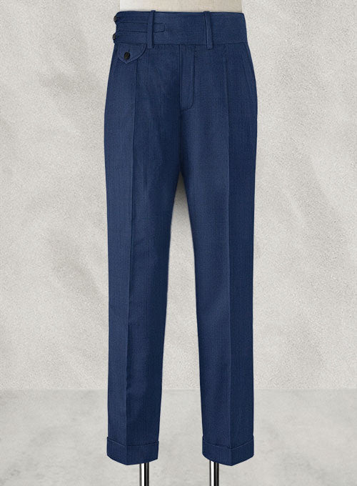 Napolean Persian Blue Double Gurkha Wool Trousers - StudioSuits