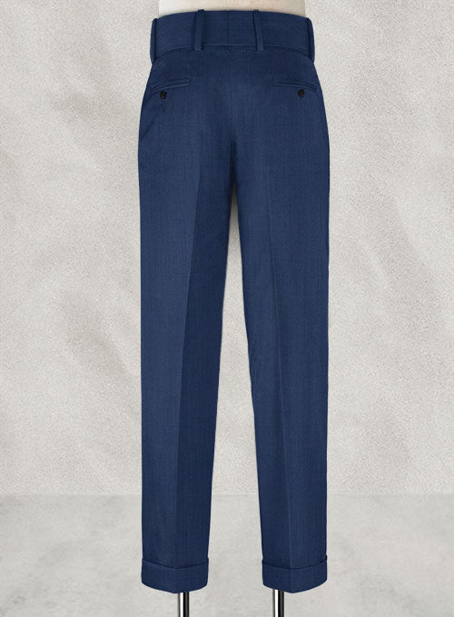 Napolean Persian Blue Double Gurkha Wool Trousers - StudioSuits