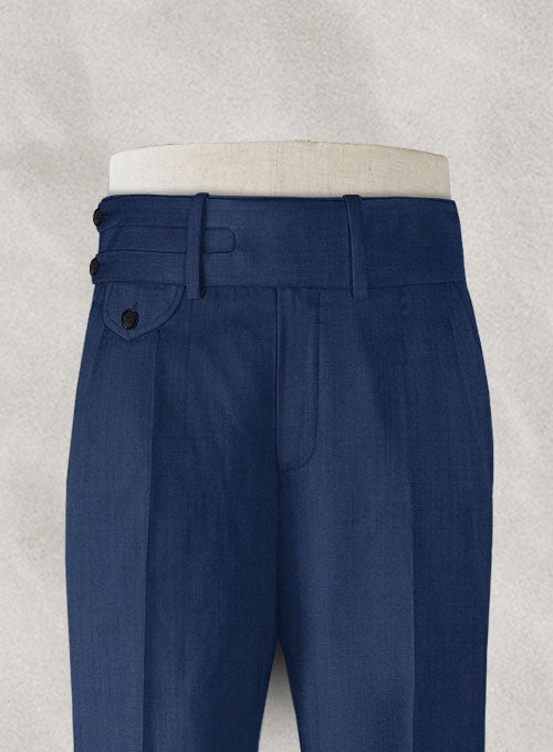 Napolean Persian Blue Double Gurkha Wool Trousers - StudioSuits