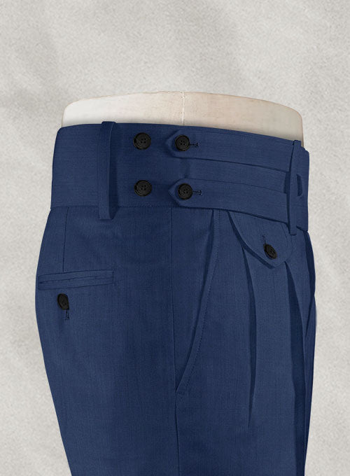 Napolean Persian Blue Double Gurkha Wool Trousers - StudioSuits