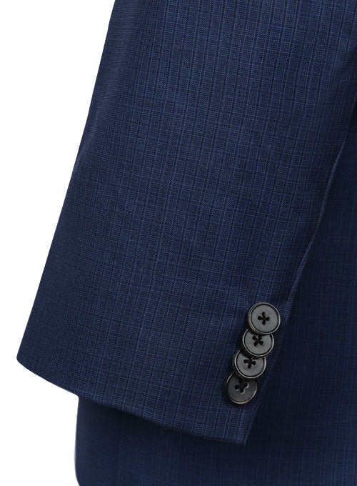 Napolean Royal Blue Chess Wool Jacket - StudioSuits