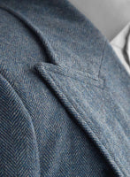 Musto Vintage Herringbone Blue Tweed Overcoat - StudioSuits