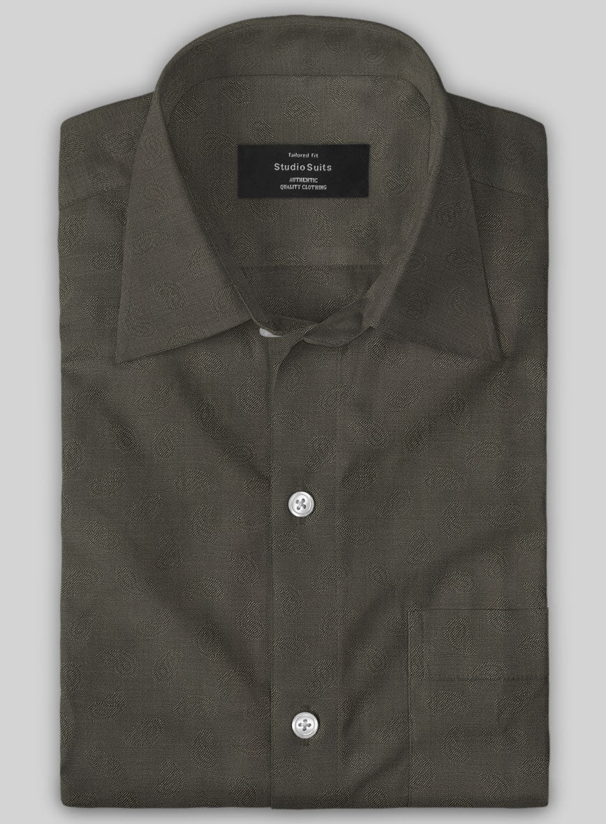 Paisley Brown Wool Shirt - StudioSuits