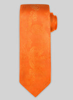 Paisley Cuban Orange Satin Tie - StudioSuits