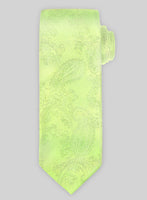 Paisley Neon Green Satin Tie - StudioSuits