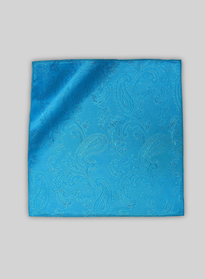 Paisley Pocket Square - Cyan Blue - StudioSuits