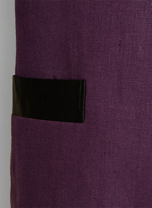 Pure Polish Purple Linen Nehru Tuxedo Jacket - StudioSuits