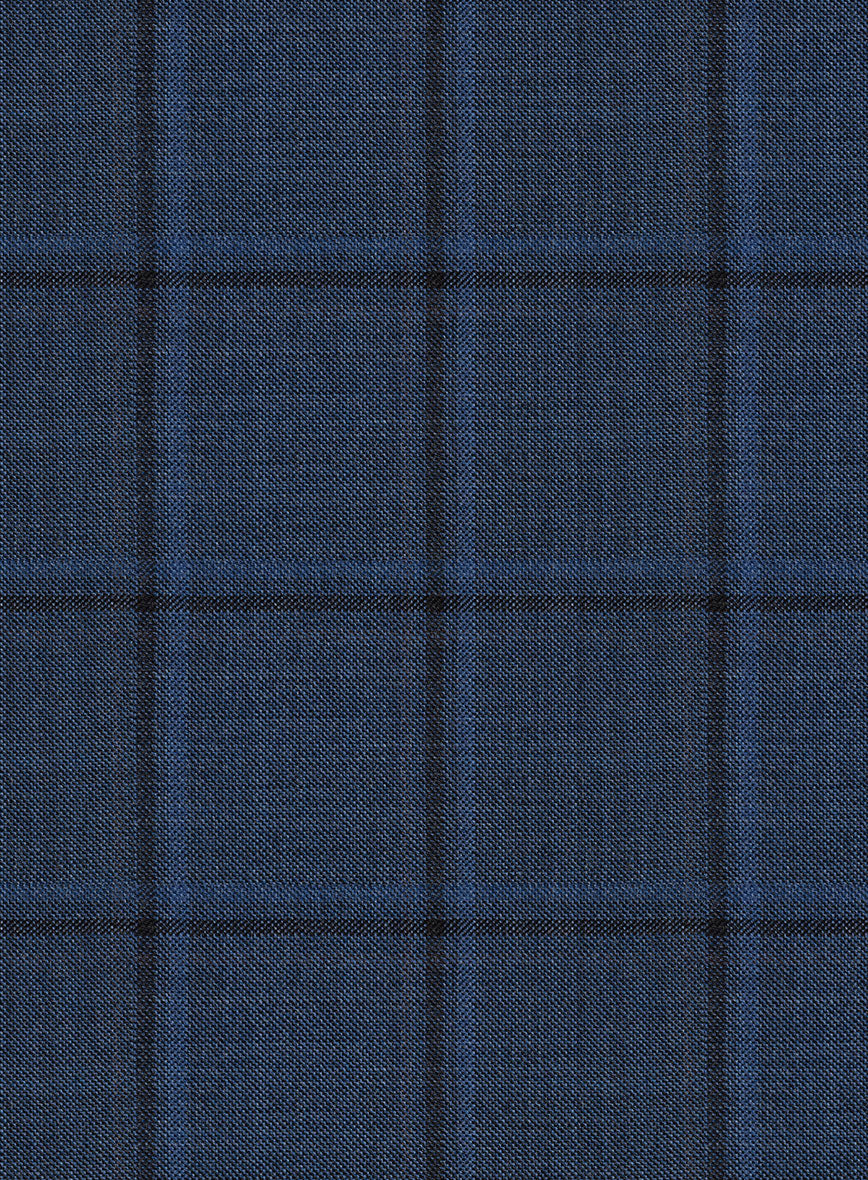 Reda Casi Blue Checks Wool Pants - StudioSuits