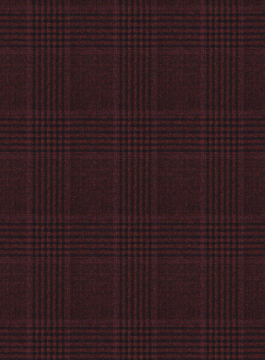 Reda Casvo Maroon Checks Wool Pants - StudioSuits