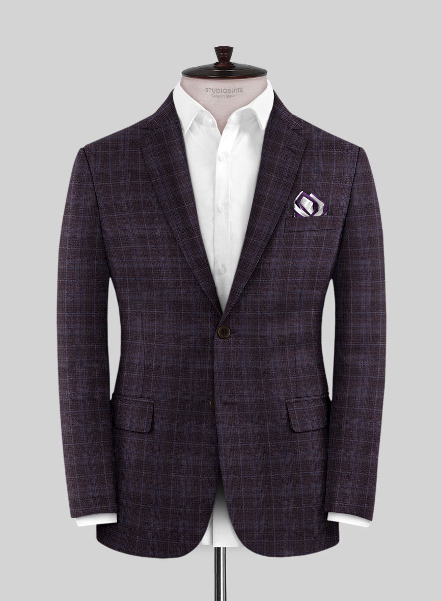 Reda Delgue Purple Checks Wool Jacket - StudioSuits
