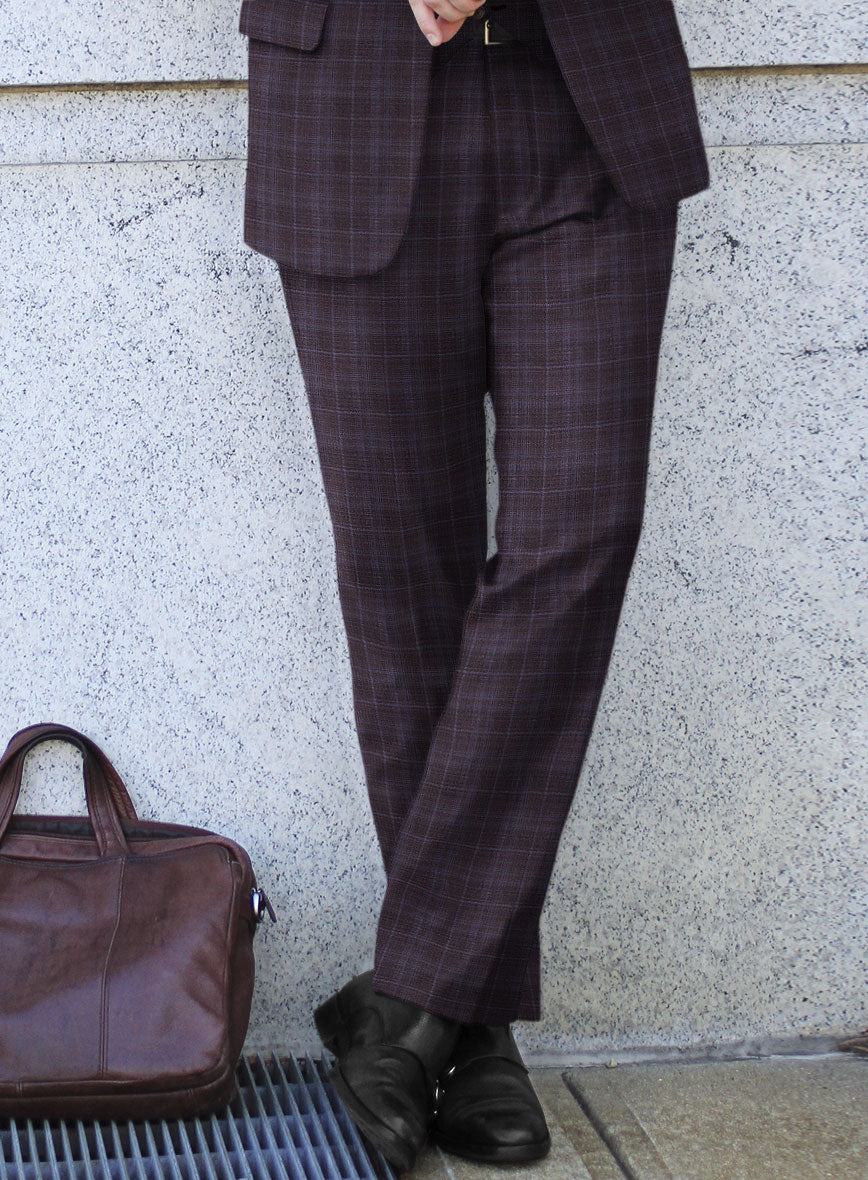 Reda Delgue Purple Checks Wool Pants - StudioSuits