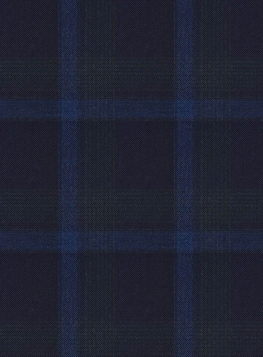 Reda Diesel Blue Checks Wool Pants - StudioSuits