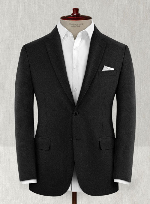Reda Flannel Black Wool Jacket - StudioSuits