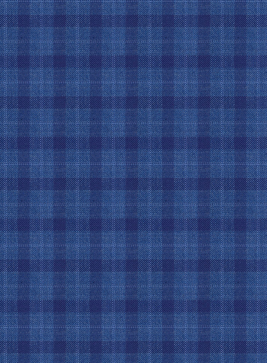 Reda Havelock Blue Checks Wool Pants - StudioSuits