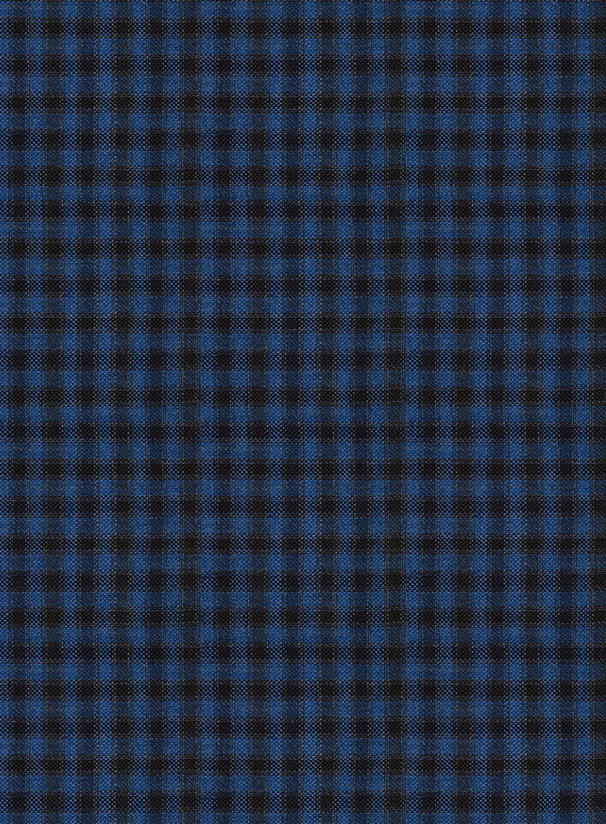 Reda Lapis Blue Checks Wool Pants - StudioSuits