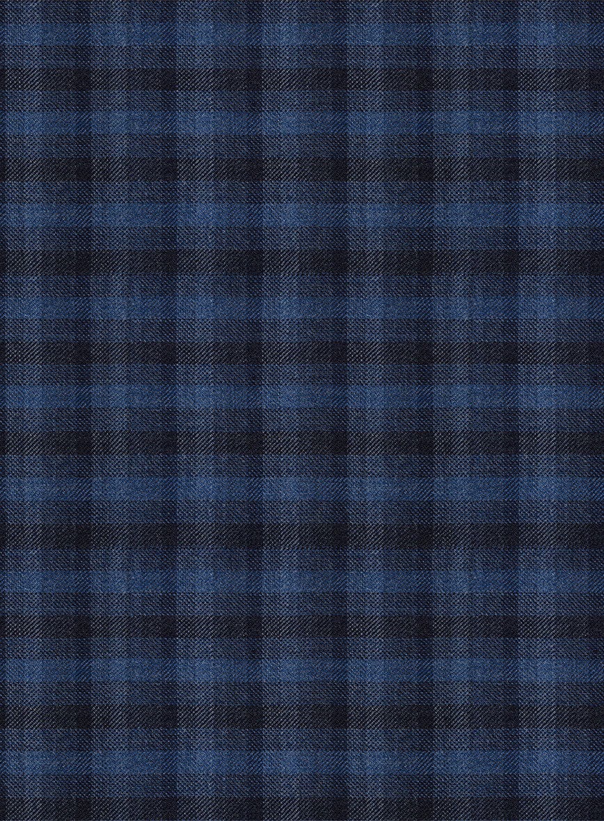 Reda Mid Blue Checks Wool Jacket - StudioSuits