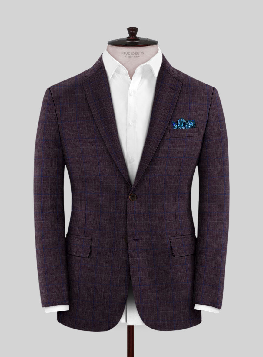Reda Mulled Wine Checks Wool Jacket StudioSuits
