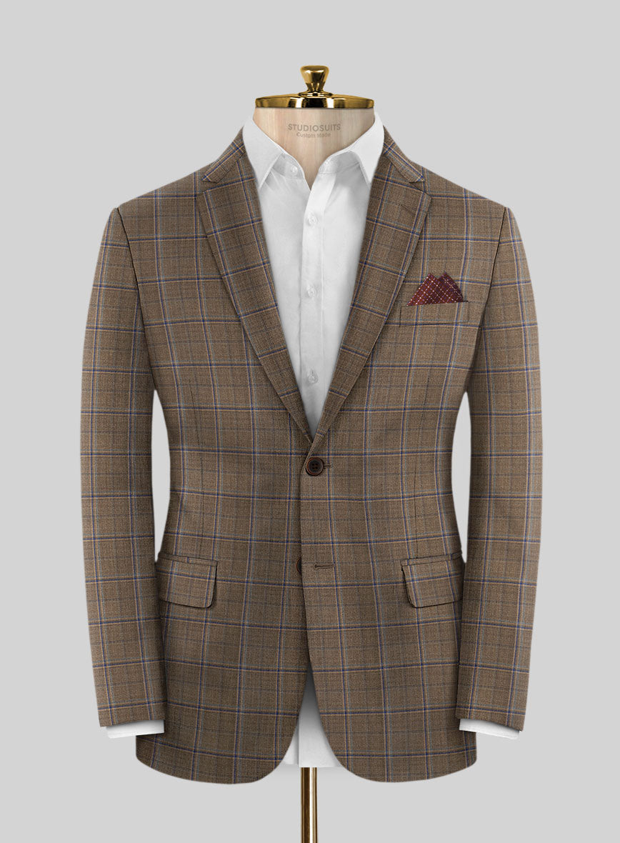 Reda Otter Brown Checks Wool Suit - StudioSuits