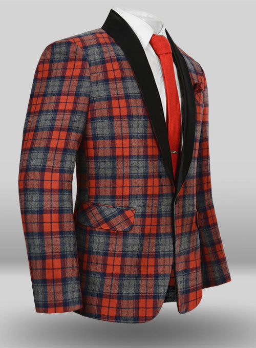 Red Tartan Plaid Tuxedo Jacket - StudioSuits