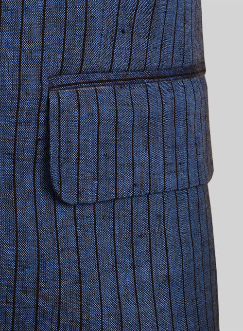 Roman Blue Jail Linen Jacket - StudioSuits