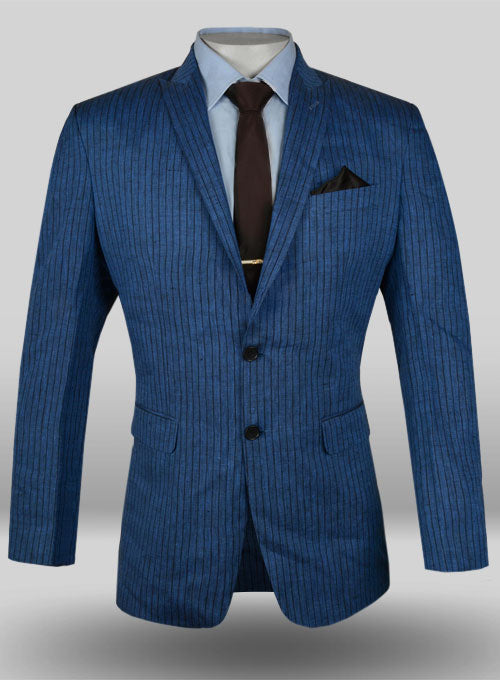 Roman Blue Jail Linen Jacket - StudioSuits