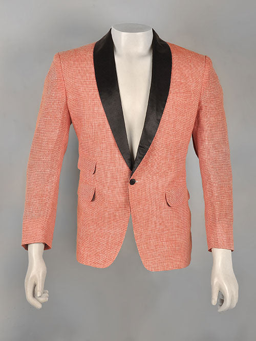Roman Pink Punch Linen Tuxedo Jacket - StudioSuits