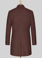 Royal Wine Herringbone Tweed Overcoat - StudioSuits