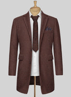 Royal Wine Herringbone Tweed Overcoat - StudioSuits