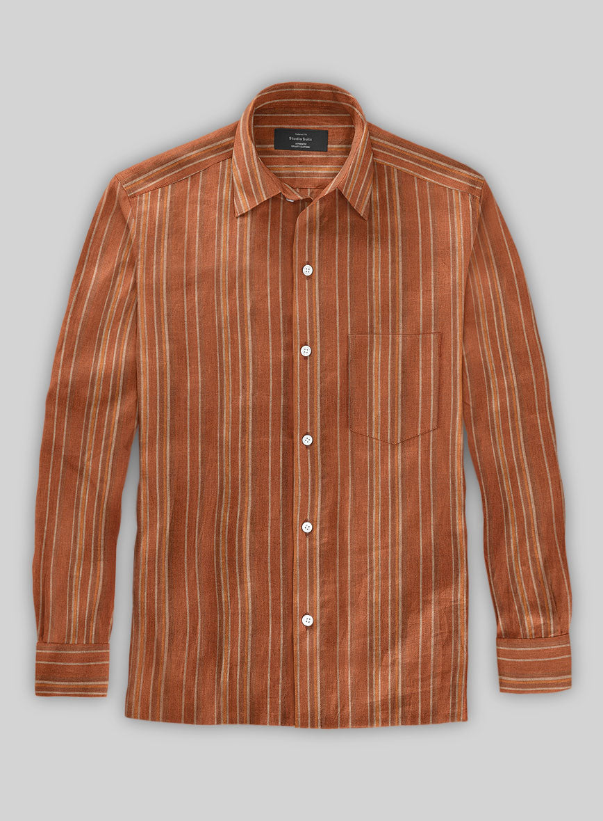 Rustic Brown Linen Shirt - StudioSuits