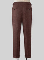 Royal Wine Herringbone Highland Tweed Trousers - StudioSuits