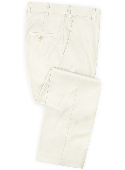 Scabal Ivory Wool Pants - StudioSuits