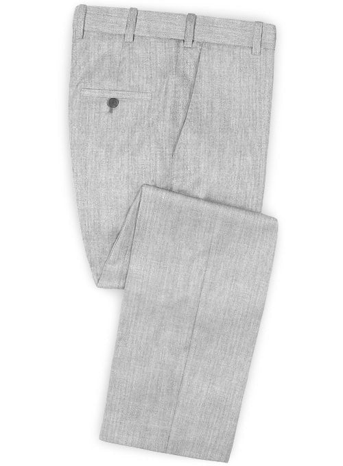 Scabal Worsted Light Gray Wool Pants - StudioSuits