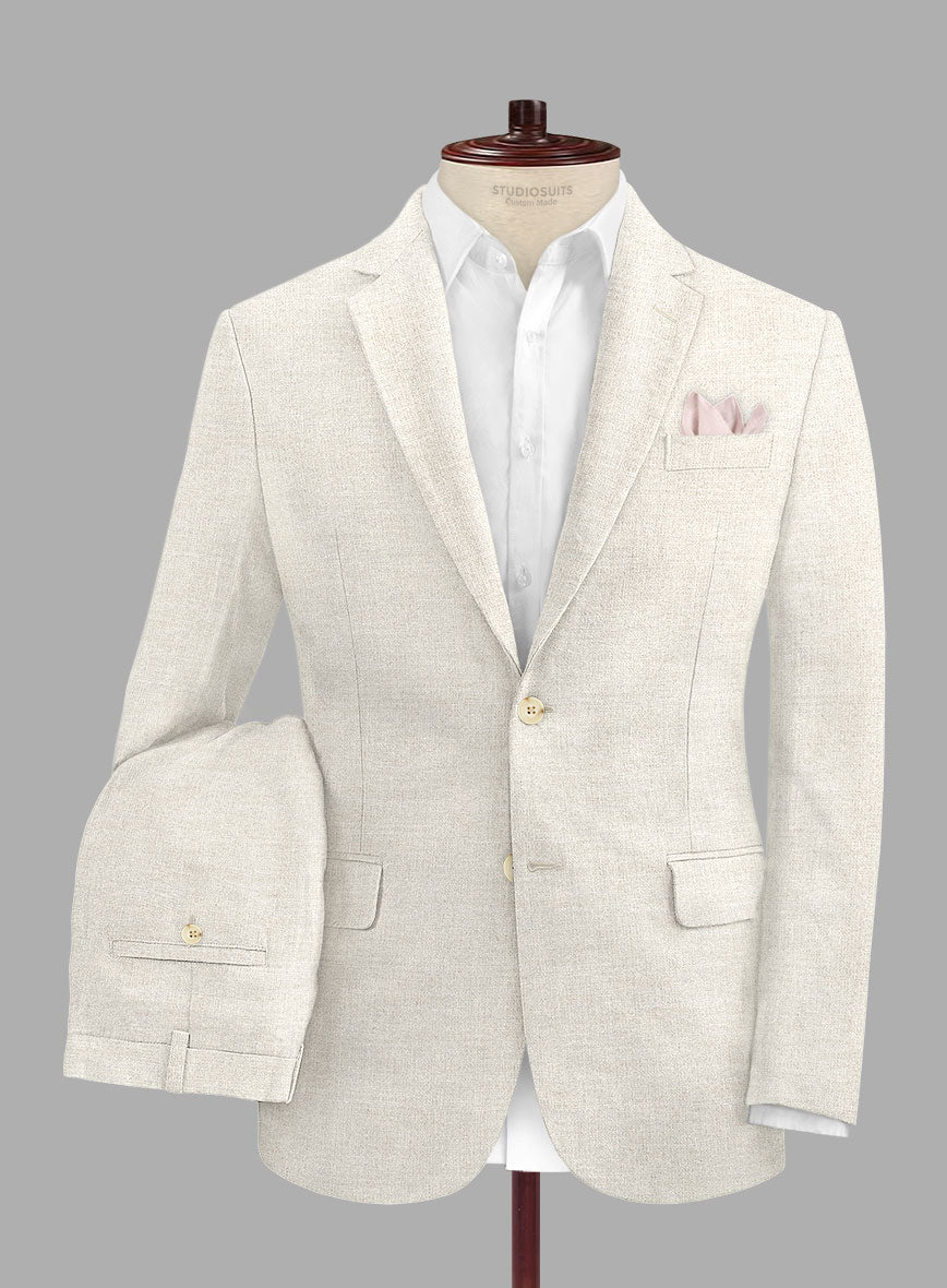 Double Breasted Reda Cream Wool and Linen Bedford Jacket - Custom Fit  Tailored Clothing