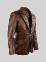 Spanish Brown Harper Leather Blazer - StudioSuits