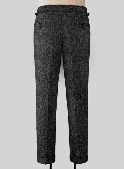 Stone Charcoal Highland Tweed Trousers - StudioSuits