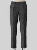 Stone Charcoal Highland Tweed Trousers - StudioSuits