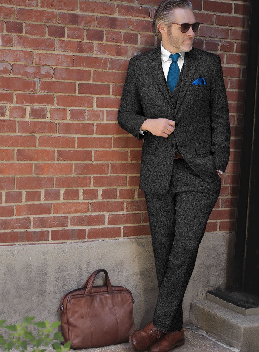 Stone Charcoal Tweed Suit - StudioSuits