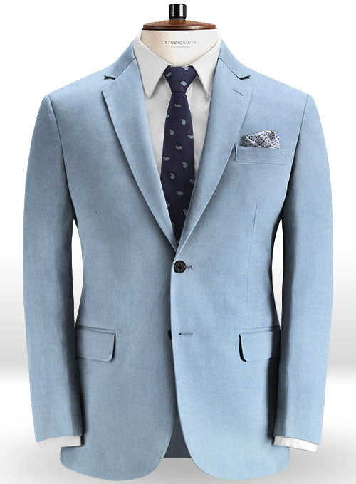 Stretch Summer Weight River Blue Chino Jacket - StudioSuits