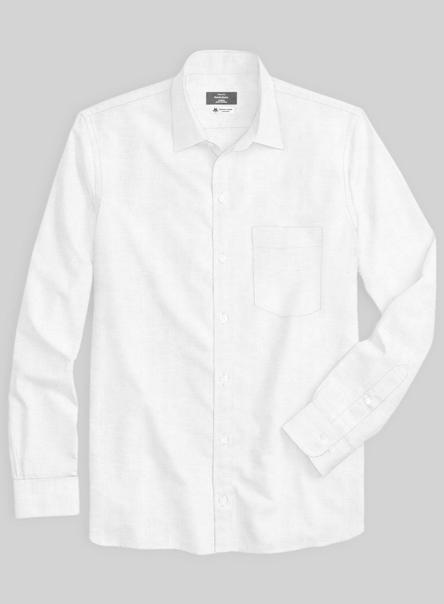 Thomas Mason White Cavalry Shirt - StudioSuits