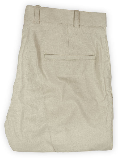 Tropical American Beige Linen Pants - 32R - StudioSuits