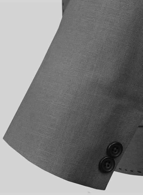 Tropical Gray Linen Club Style Jacket - StudioSuits