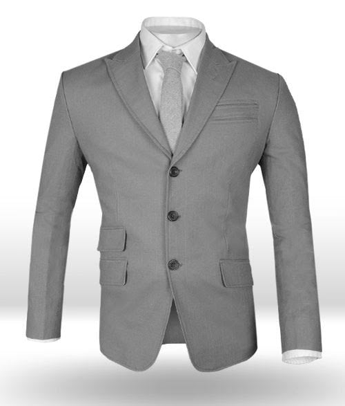 Tropical Gray Linen Manhattan Style Jacket - StudioSuits