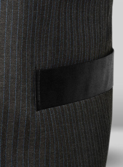 Trossi Charcoal Pure Wool Nehru Tuxedo Jacket - StudioSuits