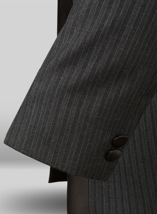 Trossi Charcoal Pure Wool Nehru Tuxedo Jacket - StudioSuits
