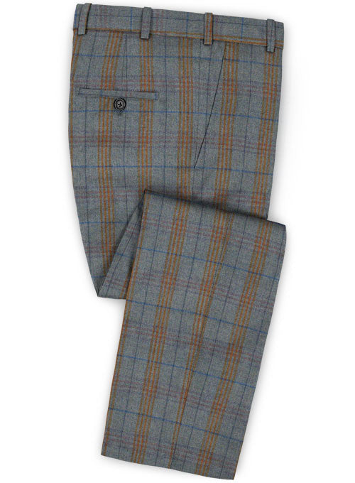 Turin Blue Feather Tweed Pants - StudioSuits
