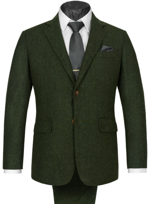 Vintage Herringbone Green Tweed Suit - StudioSuits