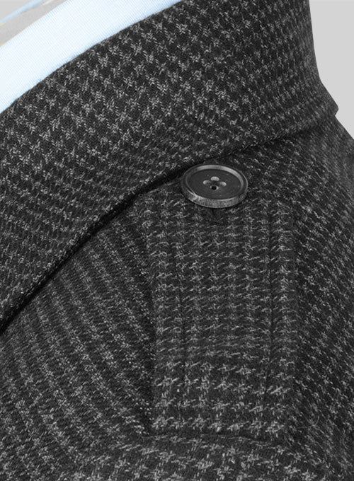 Vintage Black Knit Tweed GQ Trench Coat - StudioSuits