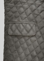 Vintage Dirty Gray Bocelli Quilted Leather Blazer - StudioSuits