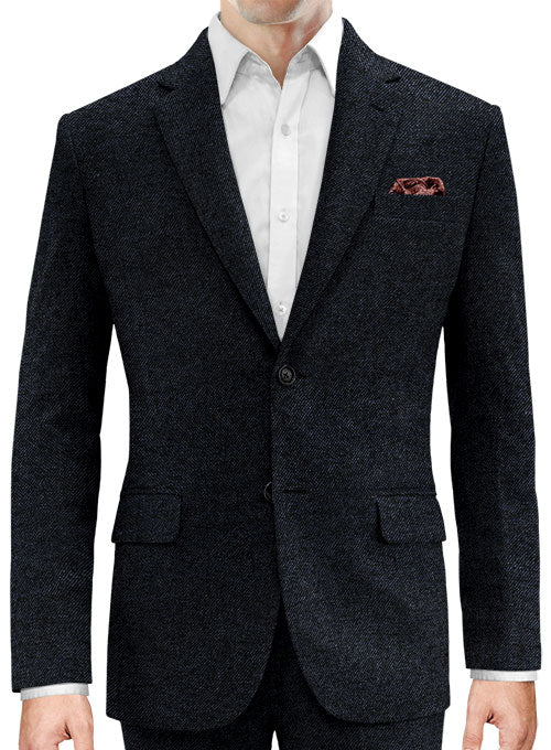 Vintage Dark Blue Weave Tweed Jacket - StudioSuits