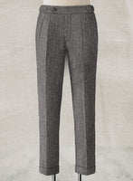 Vintage Gray Macro Weave Highland Tweed Trousers - StudioSuits